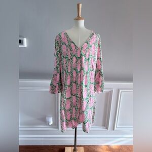 Lilly Pulitzer Vibrant Pink and Green 3/4 Sleeve Tunic Dress